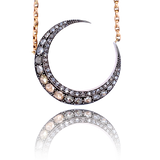 9K & Silver Victorian Foiled Diamond Crescent Necklace