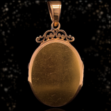 18K French Victorian Diamond & Onyx Ornate Flower Locket