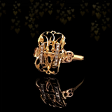 18K European Victorian Diamond Initial H Ring