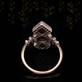 18K & Silver French Victorian Geometric Diamond & Emerald Ring