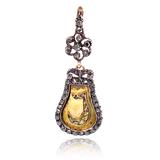 18K & Silver Georgian Diamond Initial J Pendant