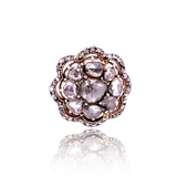 18K & Silver European Georgian Diamond Cluster Ring