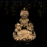 14K Georgian Amethyst Crowned Lion "In God Is My Trust" Fob Pendant