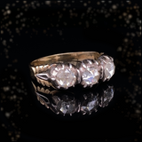 14K & Silver Georgian/Victorian Collet Three Stone Diamond Ring