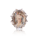 18K & Silver Georgian Diamond & Pearl Floral Lady Portrait Ring