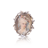 18K & Silver Georgian Diamond & Pearl Floral Lady Portrait Ring