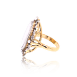 18K & Silver Georgian Diamond & Pearl Floral Lady Portrait Ring