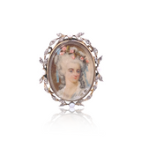 18K & Silver Georgian Diamond & Pearl Floral Lady Portrait Ring