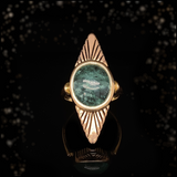 18K Vintage Aventurine Navette Ring