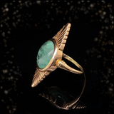 18K Vintage Aventurine Navette Ring