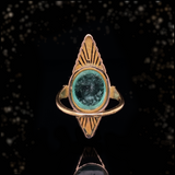18K Vintage Aventurine Navette Ring