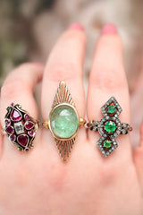 18K Vintage Aventurine Navette Ring