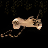 9K English Edwardian Diamond & Garnet Heart Hand Brooch c.1915