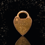 10K Edwardian Repousse Heart Padlock Pendant with Original Key (Actual Lock)