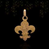 18K French Victorian Holy Communion Cross & Fleur De Lis Medal Pendant (Trio)