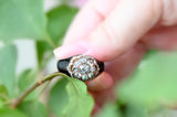 14K Victorian Diamond Cluster Enamel Ring