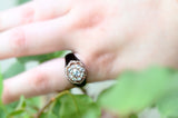 14K Victorian Diamond Cluster Enamel Ring