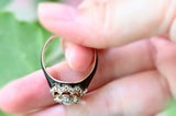14K Victorian Diamond Cluster Enamel Ring