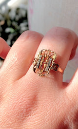 18K European Victorian Diamond Initial H Ring