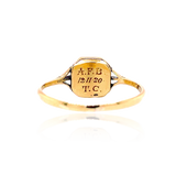 18K & Platinum Victorian/Edwardian Diamond Blue Enamel Initial C/D Ring