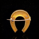 18K French Victorian Diamond & Sapphire Floral Insect Bug Horseshoe Brooch