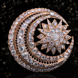 18K Victorian Diamond Crescent Star Brooch