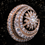 18K Victorian Diamond Crescent Star Brooch