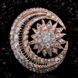 18K Victorian Diamond Crescent Star Brooch