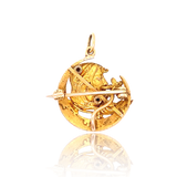 14K American Victorian Krementz & Co. Enamel & Pearl Art Nouveau Lady Crescent Brooch-Pendant