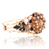 9K European Victorian Diamond Floral Enamel En Tremblant Bangle