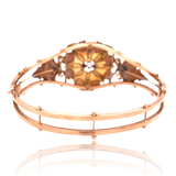 9K European Victorian Diamond Floral Enamel En Tremblant Bangle
