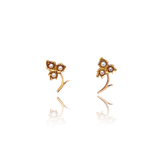 9K & 18K Victorian Pearl Leaf Earrings