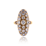 18K & Platinum French Victorian Diamond Navette Ring