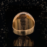 15K Georgian Initial M/W - Mary Walker Pearl Hairwork Mourning Ring with Inscription c.1798