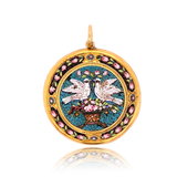 18K Italian Victorian Micromosaic Dove Pendant