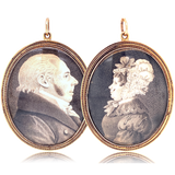 14K Georgian Grisaille Double Portrait Miniature Pendant