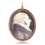 14K Georgian Grisaille Double Portrait Miniature Pendant