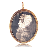 14K Georgian Grisaille Double Portrait Miniature Pendant