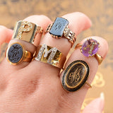 9K Victorian Monogram RH/HR Intaglio Ring