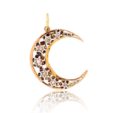 18K & Silver Victorian Crescent Stars Pendant