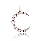 18K & Silver Victorian Diamond Crescent Pendant