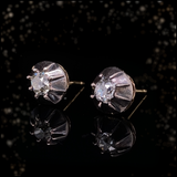 18K & Silver Victorian Diamond Collet Set Stud Earrings