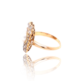 18K French Victorian Diamond & Pearl Rectangular Ring