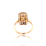 18K French Victorian Diamond & Pearl Rectangular Ring