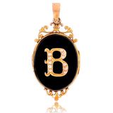 18K French Victorian Diamond Onyx Initial B Locket