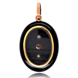 18K & Silver French Victorian Diamond, Onyx & Pearl Locket