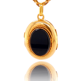18K French Victorian Initial M Onyx & Pearl Locket