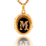 18K French Victorian Initial M Onyx & Pearl Locket