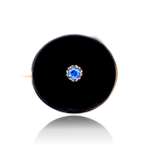 18K & Silver Victorian Sapphire Onyx Brooch