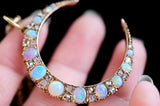 18K Victorian Diamond & Opal Crescent Pendant